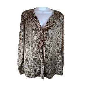 JONES NEW YORK SIGNATURE SILKY SATIN ZEBRA/TIGER STRIPE TOP BLOUSE SHIRT~2X~GUC